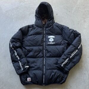 Aape By Bape Black Camo Goose Down Puffer Jacket Size XXL A Bathing Ape